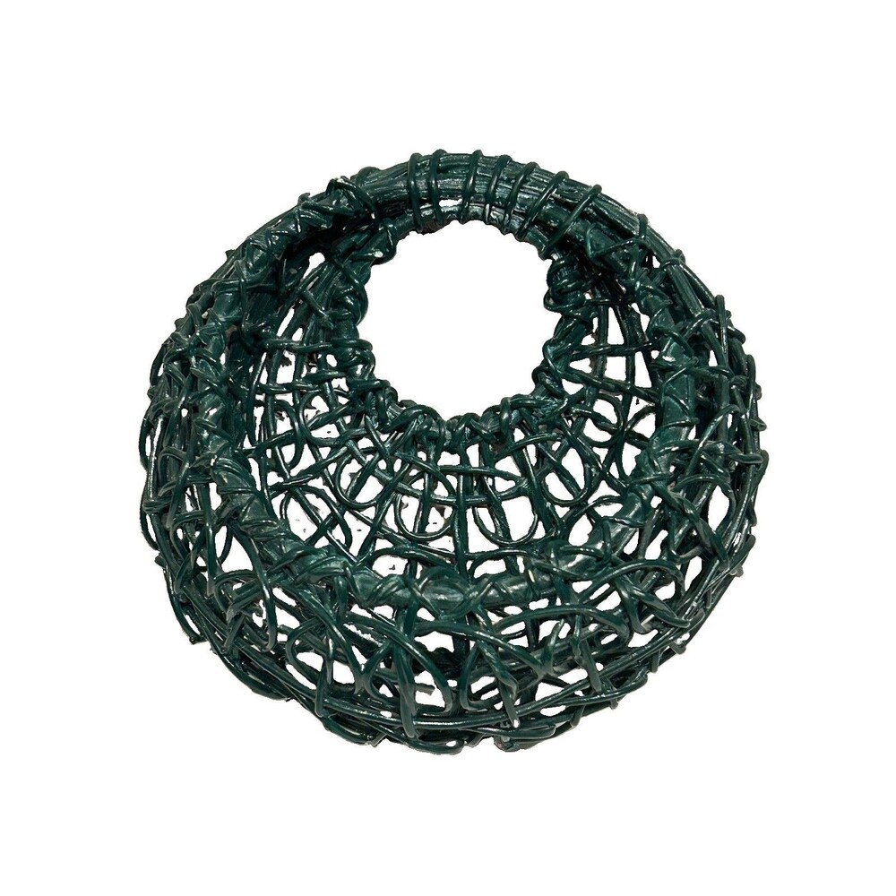 Vintage Dark Green Open-weave Vine Wall Pocket Basket Wicker Hanging Boho